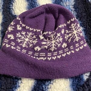 Purple Snowflake Knit Beanie